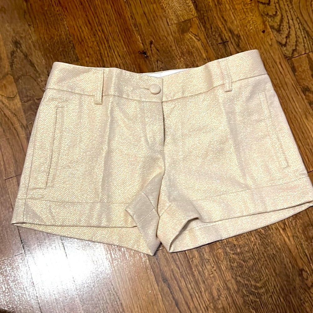 Golden tan pleated dress shorts